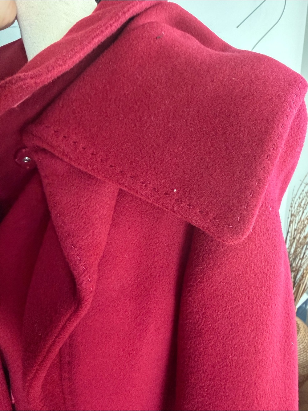 Bergdorf Goodman Women's Long Sleeve Sculpted Crimson Dress Coat - Picture 17 of 17